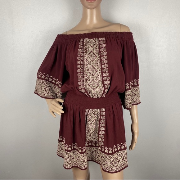TULAROSA REVOLVE OFF-THE-SHOULDER EMBROIDERED MINI DRESS - Picture 2 of 9
